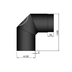 Rauchrohrbogen Stahl 2x 45° Schwarz Mit Tür, Kurz -GrillMeister Verkaufsgeschäft 12 2548ewecpssue126