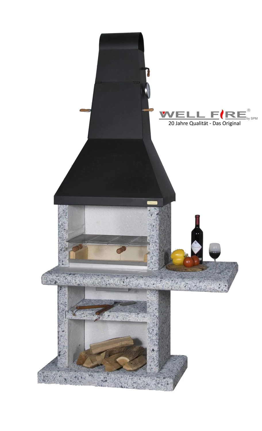 Grillkamin Wellfire PARTY QUATTRO 4 In 1 Mit Stahlhaube 1 Grillkamin Wellfire PARTY QUATTRO 4 In 1 Mit Stahlhaube