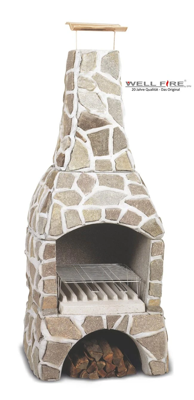 Grillkamin Wellfire LANDAU Rot-braun Mit Natursteinverkleidung 1 Grillkamin Wellfire LANDAU Rot-braun Mit Natursteinverkleidung