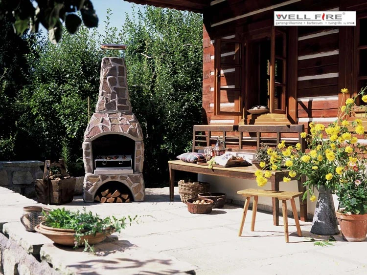 Grillkamin Wellfire LANDAU Rot-braun Mit Natursteinverkleidung 4 Grillkamin Wellfire LANDAU Rot-braun Mit Natursteinverkleidung – Bild 4