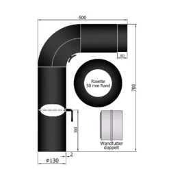 Rauchrohr Set Stahl 90° 700 X 500 Mm Schwarz, Gezogen -GrillMeister Verkaufsgeschäft 13 43093ch0zbj1b4at