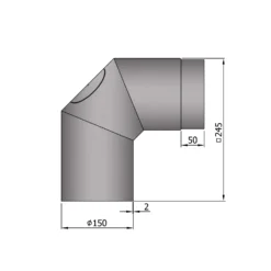 Rauchrohrbogen Stahl 2x 45° Hellgrau Mit Tür, Kurz -GrillMeister Verkaufsgeschäft 15 255i9i0jdeffelum