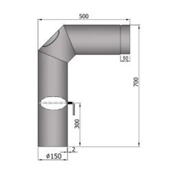 Anschlussrohr Stahl 2x 45° 700 X 500 Mm Hellgrau Mit Tür, Drosselklappe -GrillMeister Verkaufsgeschäft 15 341y6bs6ljrb1ytp