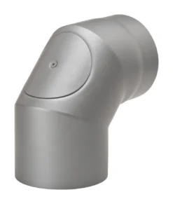 Rauchrohrbogen Stahl 2x 45° Hellgrau Mit Tür, Kurz -GrillMeister Verkaufsgeschäft 1754 1