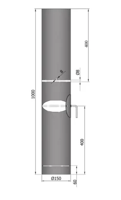 Rauchrohr Stahl 1000 Mm Ø 150 Mm Schwarz Mit Tür, Drosselklappe, Kondensring, Kugelfang -GrillMeister Verkaufsgeschäft 1840 1