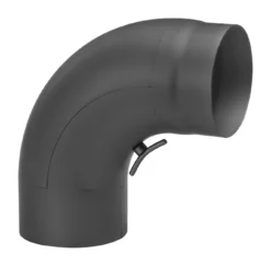 Rauchrohrbogen Stahl 90° Schwarz, Gezogen Mit Tür
