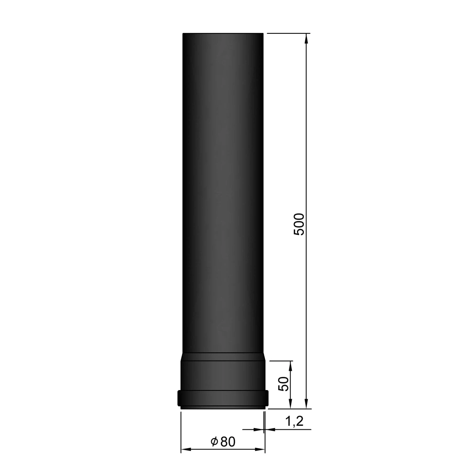 Pellet-Ofenrohr Stahl 500 Mm Schwarz 3 Pellet-Ofenrohr Stahl 500 Mm Schwarz – Bild 3