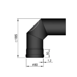 Pellet-Ofenrohrbogen Stahl 90° Schwarz Mit Tür -GrillMeister Verkaufsgeschäft 19 252czqf4acay43wh