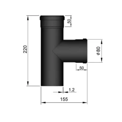 T-Stück Pellet-Ofenrohr Stahl 90° Schwarz, Steckende-Muffe -GrillMeister Verkaufsgeschäft 19 2864bczvqojwvuob