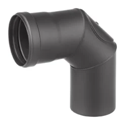 Pellet-Ofenrohrbogen Stahl 90° Schwarz Mit Tür