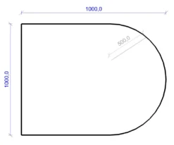 Kamin Bodenplatte, 6 Mm ESG-Klarglas, Rundbogen 1000 X 1000 Mm