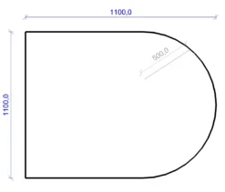 Kamin Bodenplatte, 6 Mm ESG-Klarglas, Rundbogen 1100 X 1100 Mm