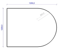 Kamin Bodenplatte, 6 Mm ESG-Klarglas, Rundbogen 1200 X 1200 Mm