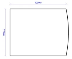 Kamin Bodenplatte, 6 Mm ESG-Klarglas, Segmentbogen 1000 X 1000 Mm