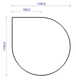Kamin Bodenplatte, 6 Mm ESG-Klarglas, Tropfen 1100 X 1100 Mm