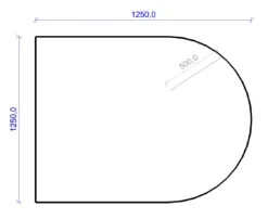 Kamin Bodenplatte, 2 Mm Stahl, Rundbogen 1250 X 1250 Mm, Schwarz