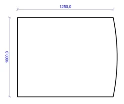 Kamin Bodenplatte, 2 Mm Stahl, Segmentbogen 1000 X 1250 Mm, Schwarz