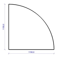 Kamin Bodenplatte, 2 Mm Stahl, Viertelkreis 1150 X 1150 Mm, Schwarz