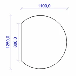 Kamin Bodenplatte, 2 Mm Stahl, Kreisabschnitt 1100 X 1250 Mm, Schwarz