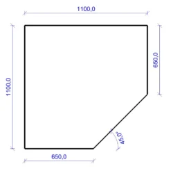 Kamin Bodenplatte, 2 Mm Stahl, Fünfeck 1100 X 1100 Mm, Schwarz