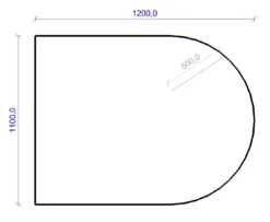 Kamin Bodenplatte, 2 Mm Stahl, Rundbogen 1100 X 1200 Mm, Hellgrau