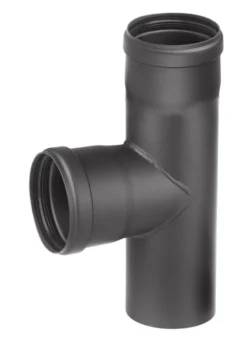 T-Stück Pellet-Ofenrohr Stahl 90° Schwarz, Steckende-Muffe