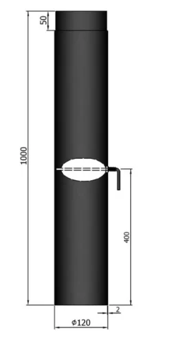 Rauchrohr Stahl 1000 Mm Schwarz Mit Drosselklappe -GrillMeister Verkaufsgeschäft 3124 2