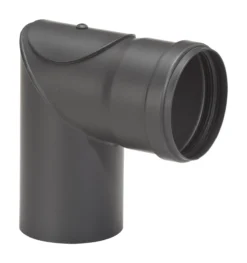 Pellet-Ofenrohrbogen Stahl 90° Schwarz, Mit Tür Auf Muffenseite