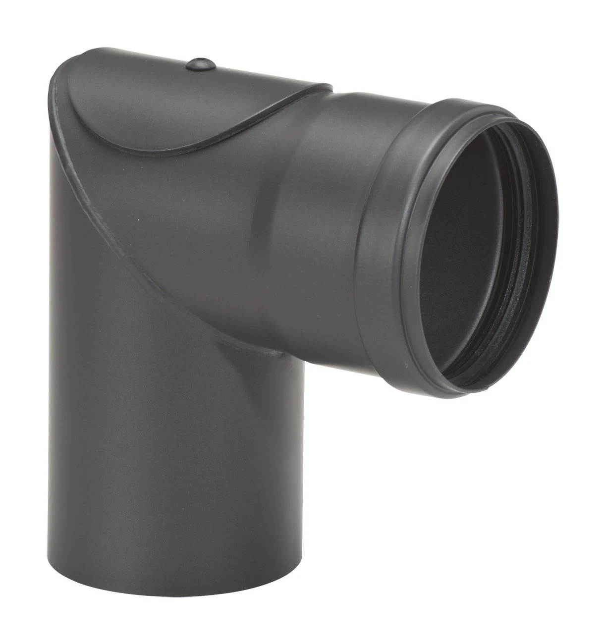 Pellet-Ofenrohrbogen Stahl 90° Schwarz, Mit Tür Auf Muffenseite 1 Pellet-Ofenrohrbogen Stahl 90° Schwarz, Mit Tür Auf Muffenseite