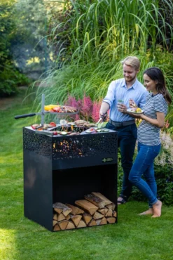 Feuerkorb Mit Grillplatte Feu Du Jardin CUBE 1000 Mit Holzfach, Schwarz -GrillMeister Verkaufsgeschäft b7e451c5e43645ad1a48cf08ba611ba0