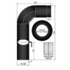 Rauchrohr Set Stahl 90° 700 X 300 Mm Schwarz, Gezogen, Kurz