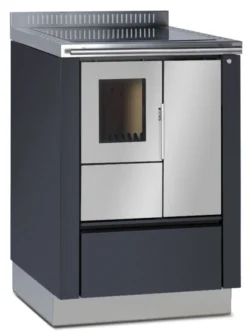 Holzherd Greithwald Tyrola TRA 60, 6 KW -GrillMeister Verkaufsgeschäft tra60 grau emalliert ms antikschwarz